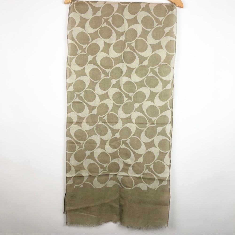 Coach Silk & Wool Signature Pattern C Tan & Cream… - image 7